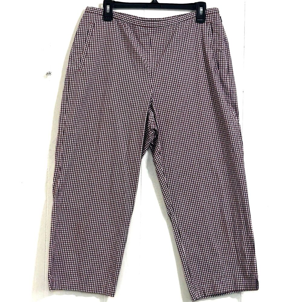 Dockers Stretch Womenβs Capri Pants Size 12 Red Black Gingham Crop Pants 90s